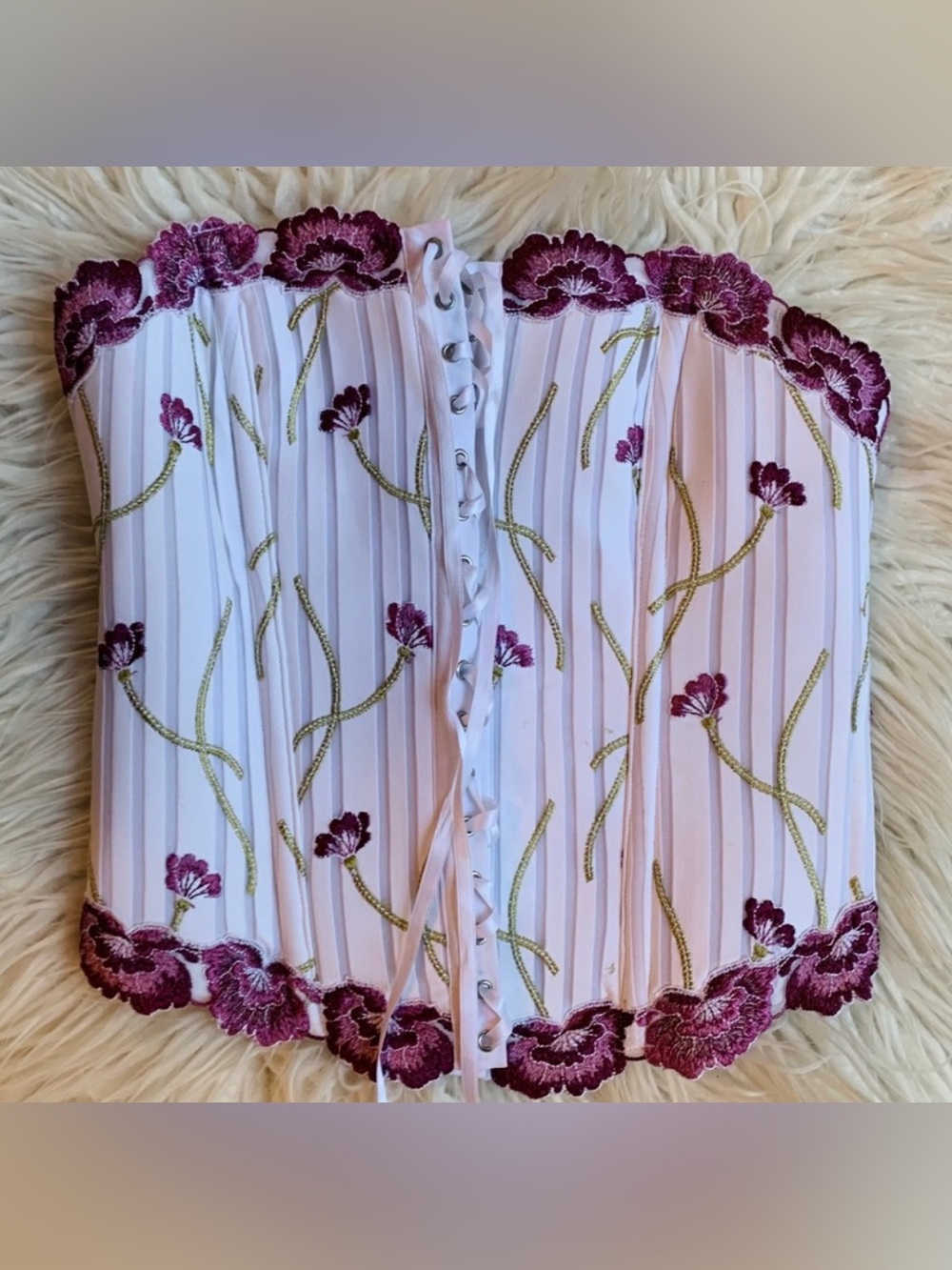 Simone Perele Jamaica Bustier Corset Top White Purple Size XS